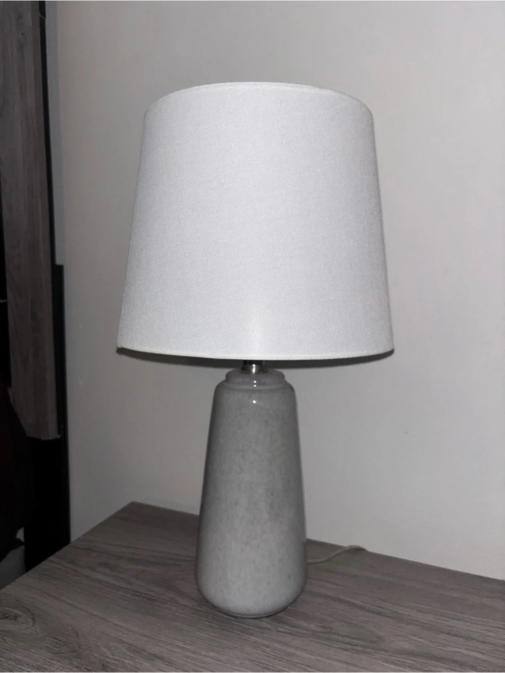 Ceramic Table Lamp with White Shade - Neutral Gray Base